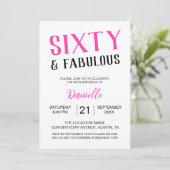 Zestig en fantastische roze 60e verjaardag kaart (Staand voorkant)