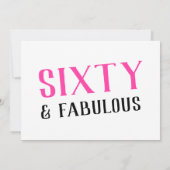 Zestig en fantastische roze 60e verjaardag kaart (Achterkant)