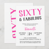 Zestig en fantastische roze 60e verjaardag kaart (Voorkant / Achterkant)