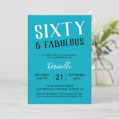 Zestig en fantastische turquoise 60e verjaardag kaart (Staand voorkant)