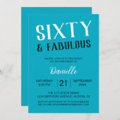 Zestig en fantastische turquoise 60e verjaardag kaart (Voorkant / Achterkant)