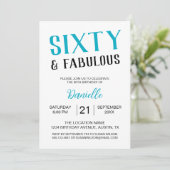 Zestig en fantastische turquoise 60e verjaardag kaart (Staand voorkant)