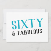 Zestig en fantastische turquoise 60e verjaardag kaart (Achterkant)