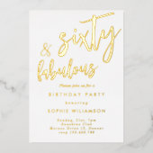 Zestig en geweldig goudhoudende verjaardag folie uitnodiging (Voorkant)