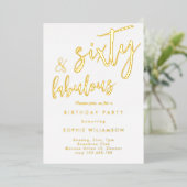 Zestig en geweldig goudhoudende verjaardag folie uitnodiging (Staand Voorkant)