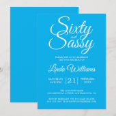 Zestig en Sassy 60ste Verjaardagsfeestje Helder Bl Kaart (Voorkant / Achterkant)