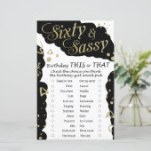 Zestig en sassy Birthday dit of dat spel (Staand voorkant)