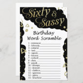 Zestig en sassy Birthday Word Scramble Game (Voorkant / Achterkant)