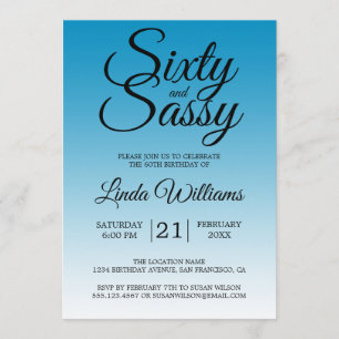 Zestig en Sassy Malibu Blue 60ste verjaardag Kaart