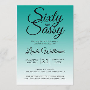 Zestig en Sassy Teal Ombre 60ste verjaardag Kaart