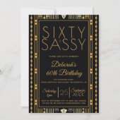 Zestig en Sassy Zwart Goud Elegant Roaring 20s 60t Kaart (Voorkant)