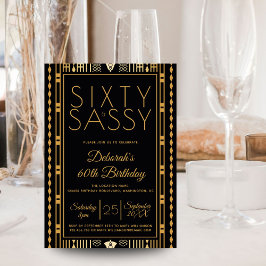 Zestig en Sassy Zwart Goud Elegant Roaring 20s 60t Kaart
