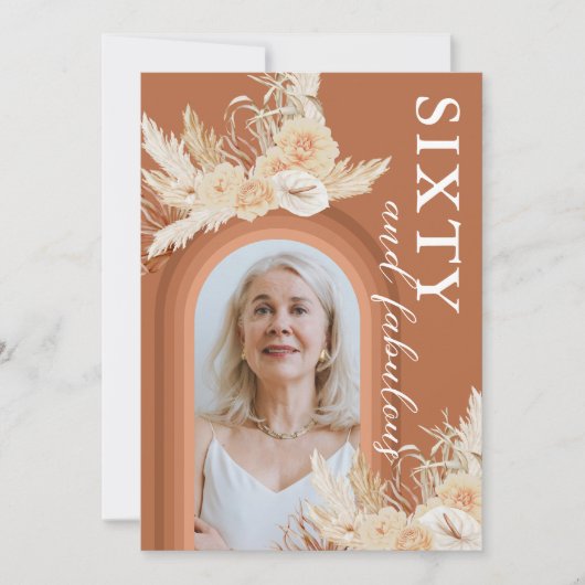 Zestig en verbluffend verbrand Sinaasappel Boho Bi Kaart (Voorkant)