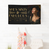 Zestig & Fabulous Art Deco-foto 60e verjaardag Spandoek (Insitu)