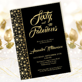 Zestig & Fabulous Elegant Zwart Goud 60e Verjaarda Kaart