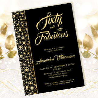 Zestig & Fabulous Elegant Zwart Goud 60e Verjaarda Kaart