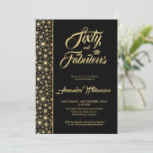 Zestig & Fabulous Elegant Zwart Goud 60e Verjaarda Kaart (Staand voorkant)