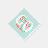 Zestig & Fabulous Happy 60th Verjaardag Blauwgroen Servet (Hoek)