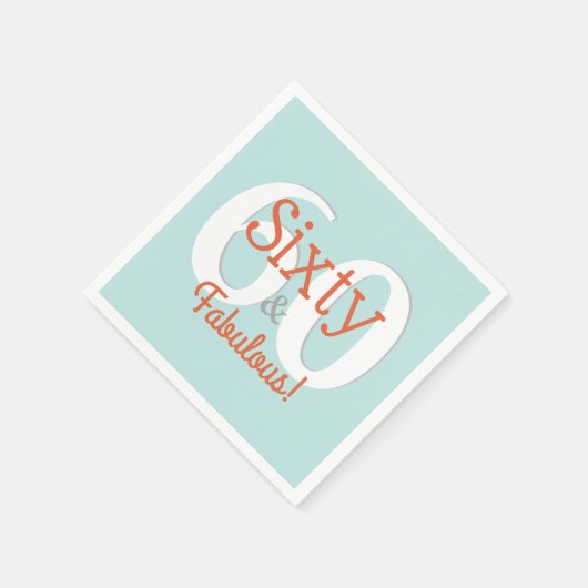 Zestig & Fabulous Happy 60th Verjaardag Blauwgroen Servet (Hoek)