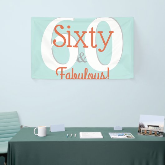 Zestig & Fabulous Happy 60th Verjaardag Blauwgroen Spandoek (Beurs)