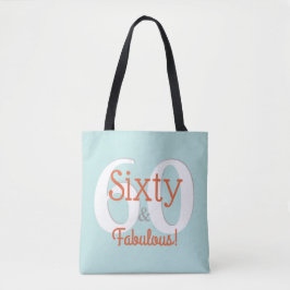 Zestig & Fabulous Happy 60th Verjaardag Blauwgroen Tote Bag