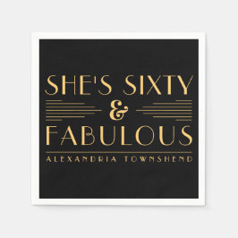 Zestig & Fabulous Lines Art Deco 60ste verjaardag Servet