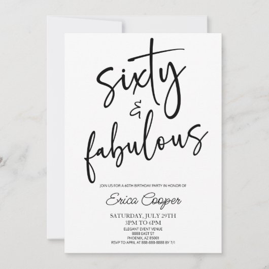Zestig & Fabulous Minimaal 60ste Verjaardagsfeest Kaart (Voorkant)