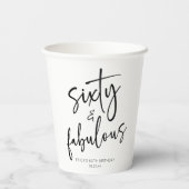 Zestig & Fabulous Minimaal 60ste Verjaardagsfeest Papieren Bekers (Achterkant)