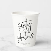 Zestig & Fabulous Minimaal 60ste Verjaardagsfeest Papieren Bekers (Voorkant)