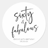 Zestig & Fabulous Minimaal 60ste Verjaardagsfeest Ronde Sticker (Voorkant)