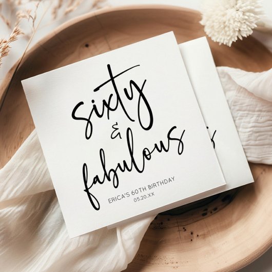 Zestig & Fabulous Minimaal 60ste Verjaardagsfeest Servet