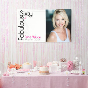 Zestig Fabulous Verjaardag Chic Roze & Zwart Spandoek