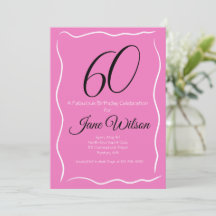 Zestig & Fabulous Verjaardagsuitnodiging Roze Zwar