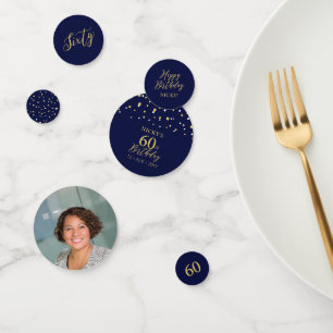zestig Gold & Navy Confetti 60ste verjaardagsfee