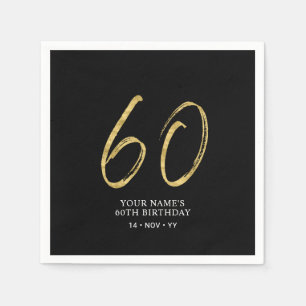 Zestig Goud & Zwarte Lettering 60ste Verjaardag Servet