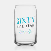 ZESTIG HEL JA! Grappig turquoise 60ste verjaardag Blikvorm Glas (Voorkant)