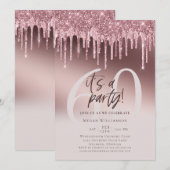 Zestig Het is een Party Pink Glitter 60ste Verjaar Kaart (Voorkant / Achterkant)