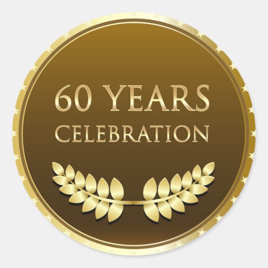 Zestig Jaar Feestviering Goud Ronde Sticker (Voorkant)