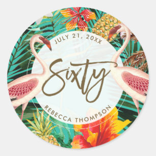 Zestig jaar tropische flamingo sticker