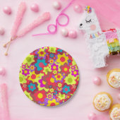 Zestig jaren '60 hippy flower power retro party papieren bordje (Feest)