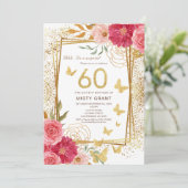 Zestig mijlpaal | Modern Goud & Roze 60ste Verjaar Kaart (Staand voorkant)