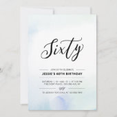 Zestig Minimaal 60ste Verjaardagsfeestje Blauw Wat Kaart (Voorkant)