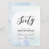 Zestig Minimaal 60ste Verjaardagsfeestje Blauw Wat Kaart (Voorkant / Achterkant)