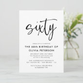 zestig | Modern 60e zwart-wit verjaardagsfeest Kaart (Staand voorkant)