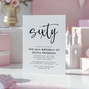 zestig   Modern 60e zwart-wit verjaardagsfeest Magnetische Uitnodiging