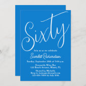 Zestig Modern Script Blauw 60ste Verjaardagsfeestj Kaart (Voorkant / Achterkant)