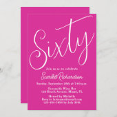 Zestig Modern Script Roze 60ste Verjaardag Kaart (Voorkant / Achterkant)