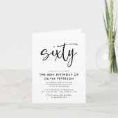 zestig | Moderne 60e zwart-witte verjaardag gevouw (Voorkant)