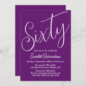 Zestig moderne script herfst Paarse 60ste verjaard Kaart (Voorkant / Achterkant)