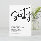 Zestig moderne zwarte en witte 60e verjaardag kaart (Staand voorkant)